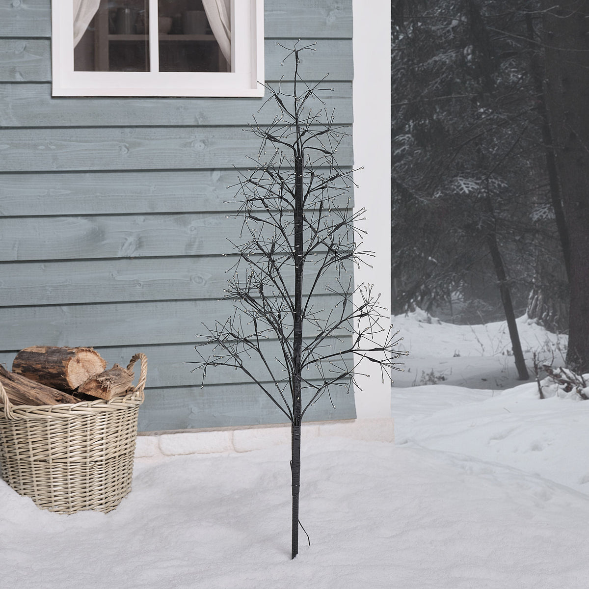 1,2m schwarzer LED Starburst Lichterbaum mit 504 warmweißen Mikro-LEDs unbeleuchtet