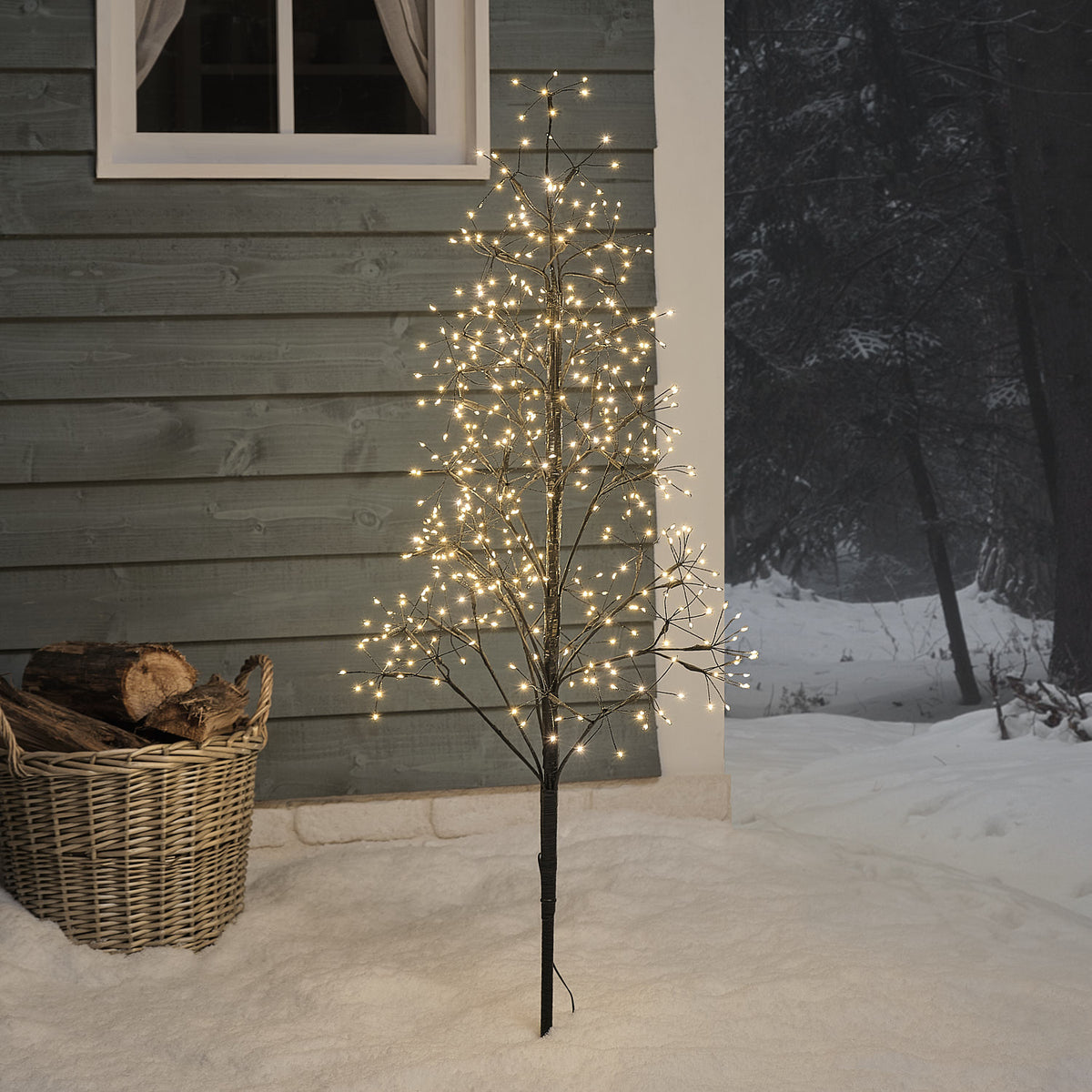 1,2m schwarzer LED Starburst Lichterbaum mit 504 warmweißen Mikro-LEDs