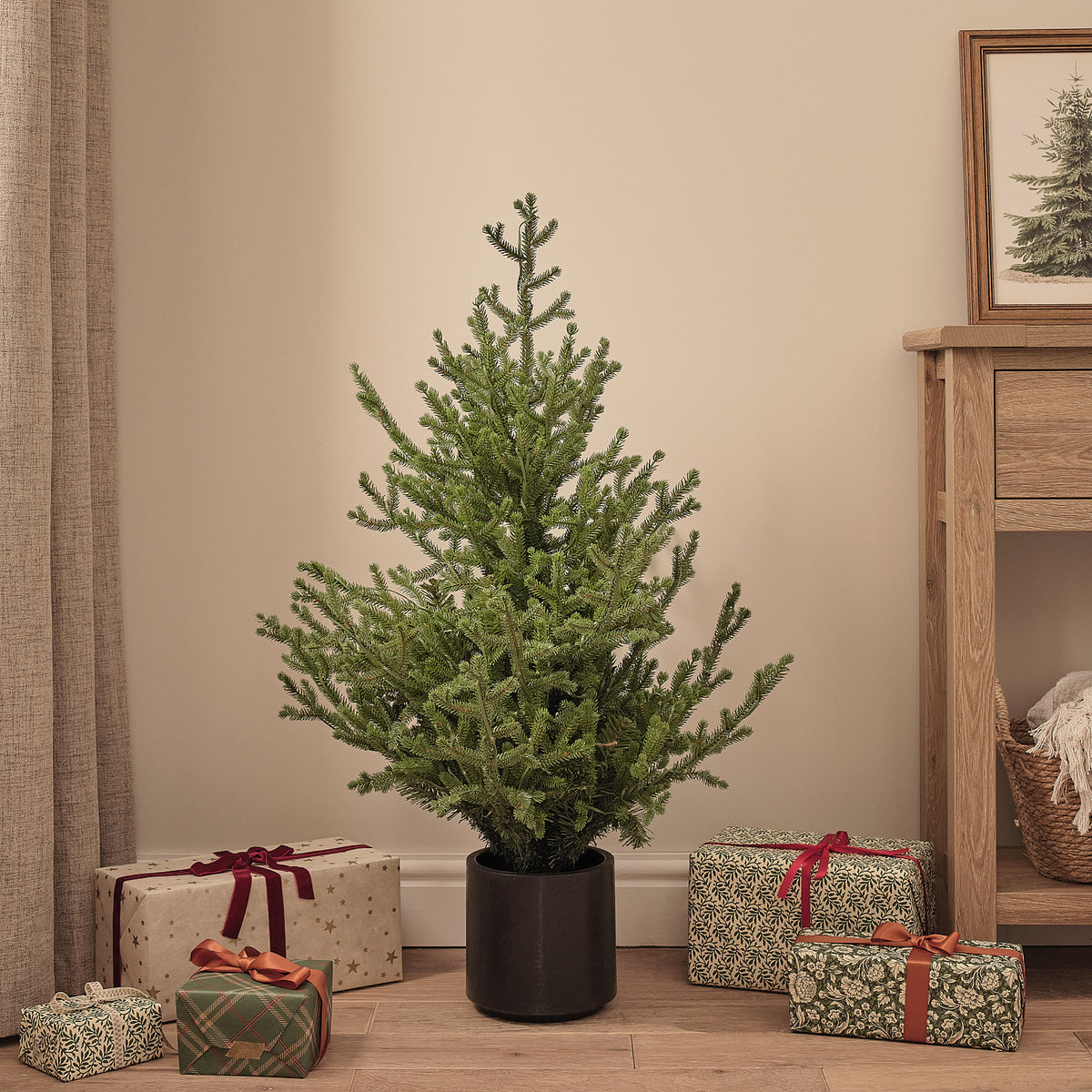 90cm beleuchteter Weihnachtsbaum im Topf mit 400 warmweißen Mikro-LEDs