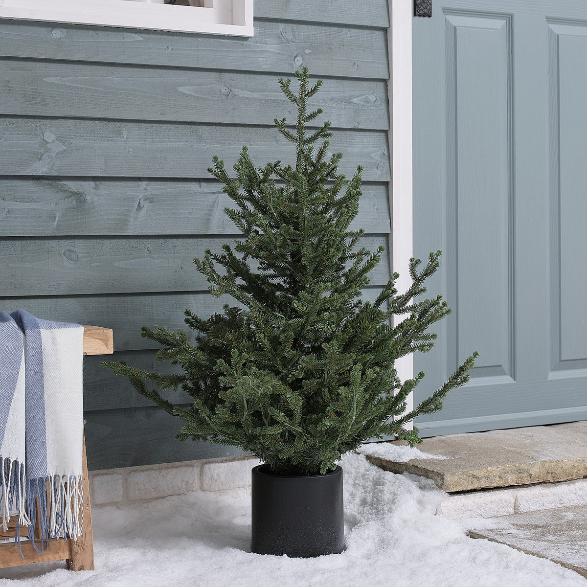 90cm beleuchteter Weihnachtsbaum im Topf mit 400 warmweißen Mikro-LEDs