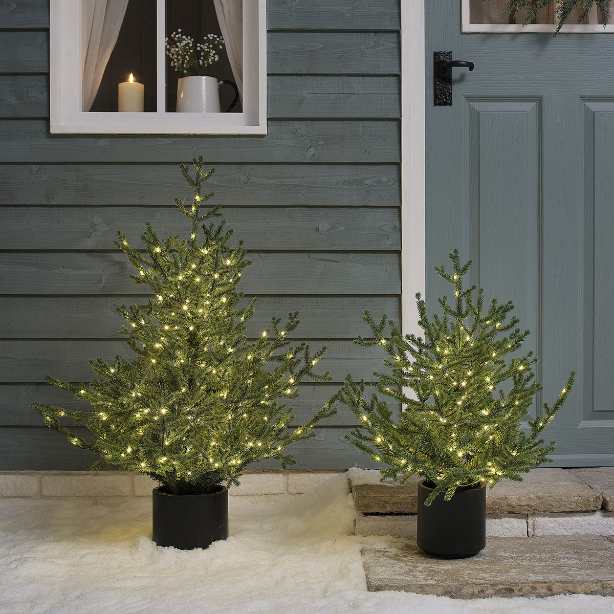 90cm beleuchteter Weihnachtsbaum im Topf mit 400 warmweißen Mikro-LEDs