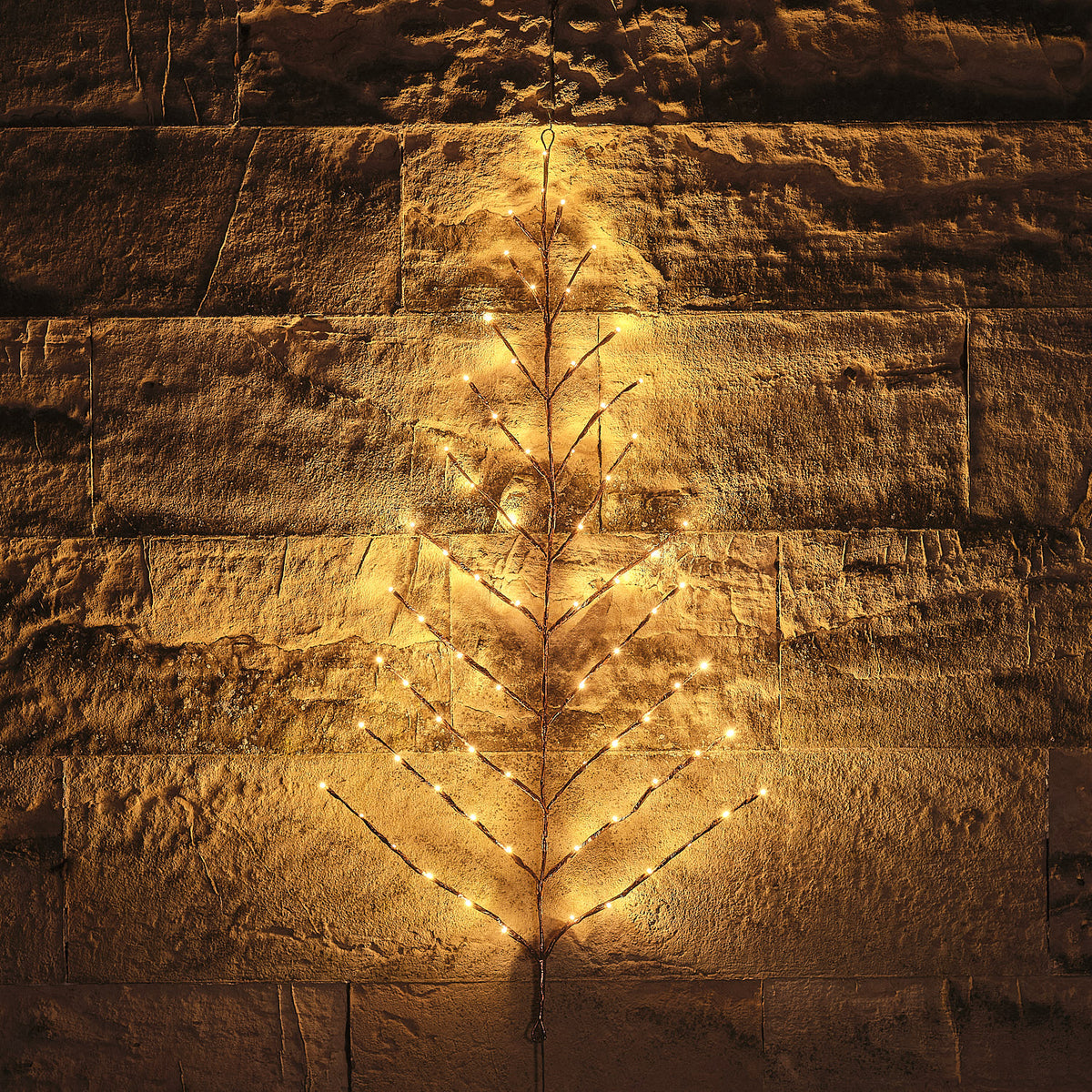 1 m LED-Wandbaum in Gold mit 72 Mikro-LEDs und Timer