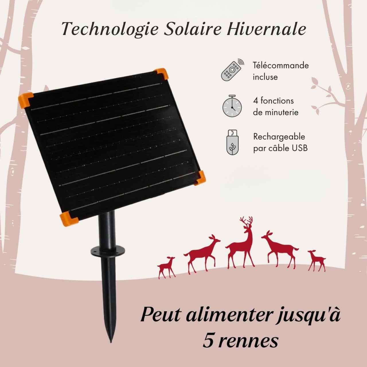 Kleines Solar-LED-Rentier Rehkitz Swinsty aus Acryl