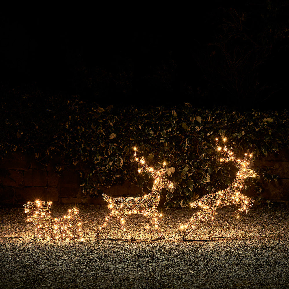 Solar-LED-Rentiere mit Schlitten Studley