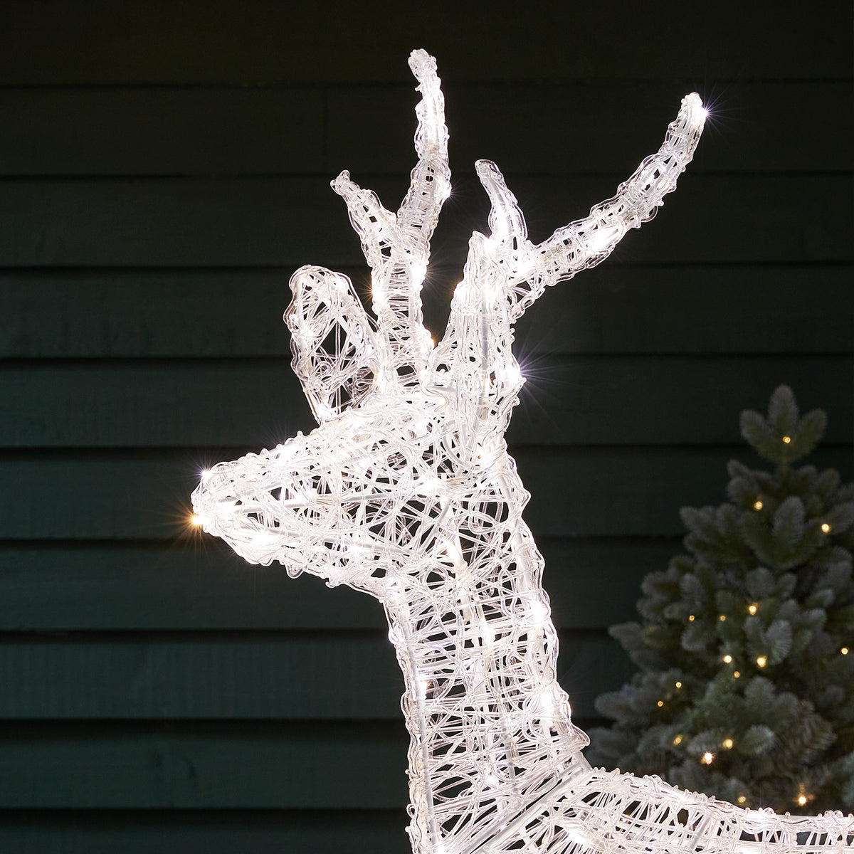 Bicolor Solar-LED-Rentier Hirsch L Swinsty aus Acryl