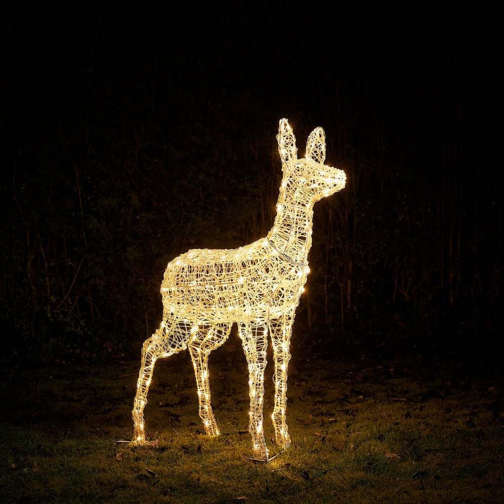 Bicolor Solar-LED-Rentier Hirschkuh L Swinsty aus Acryl