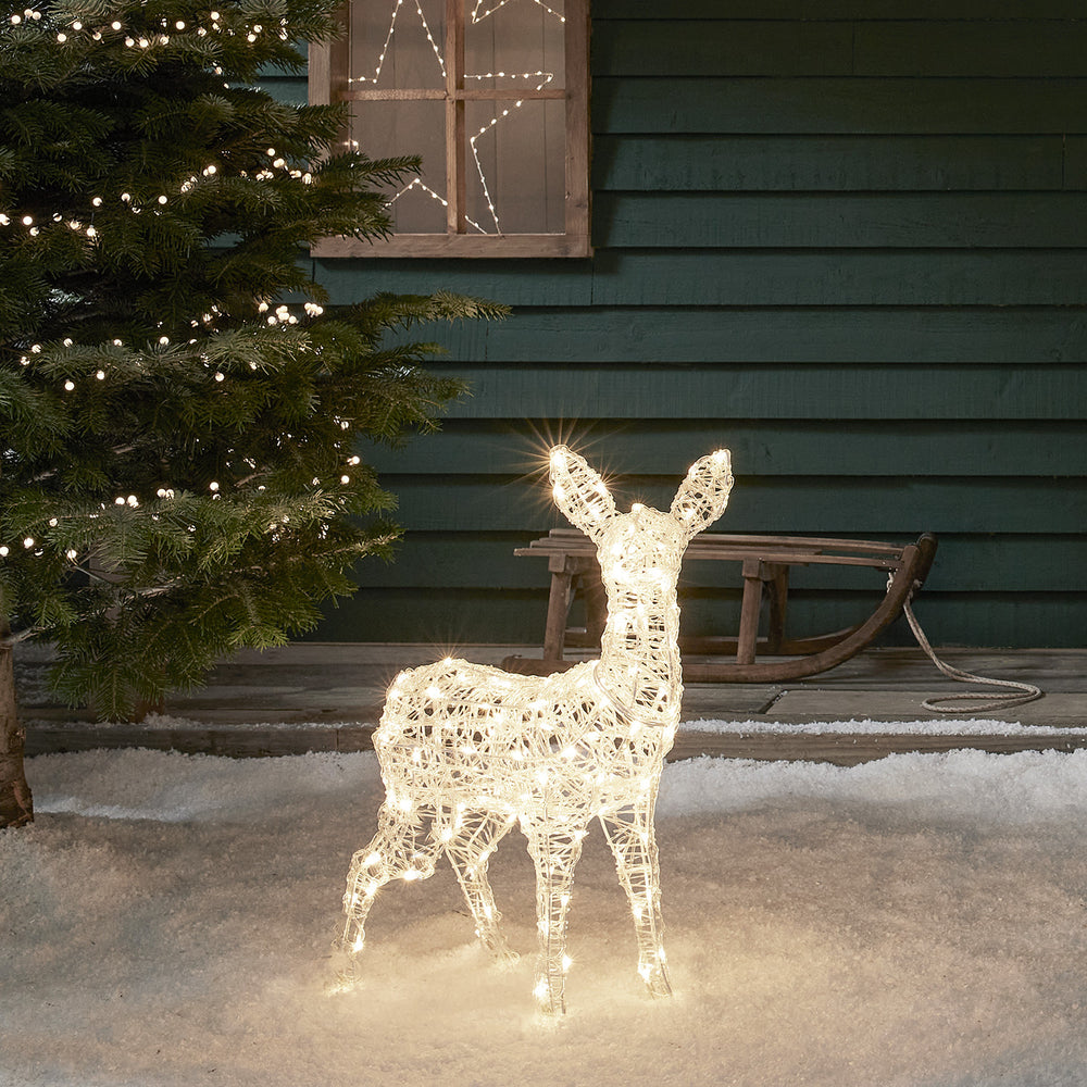Bicolor Solar-LED-Rentier Rehkitz L Swinsty aus Acryl