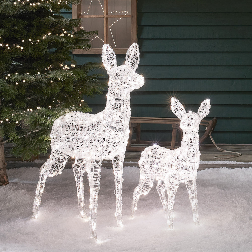 2er Set Bicolor LED-Rentiere Hirschkuh & Rehkitz L Swinsty