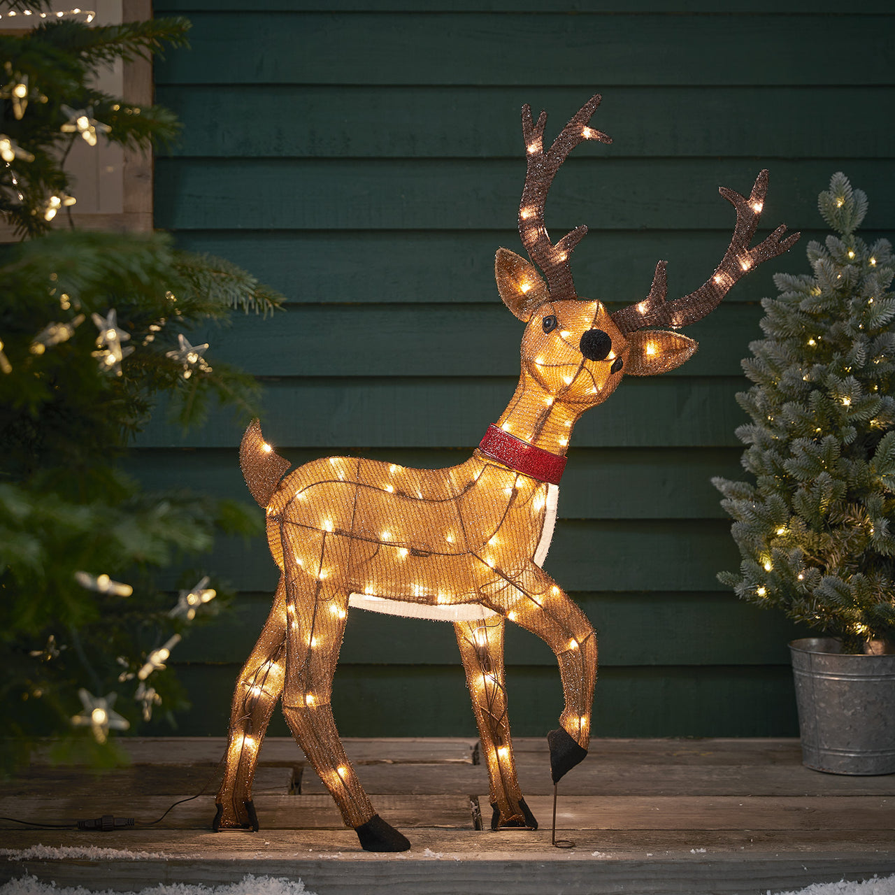 LED Weihnachtsfigur außen Rentier Batteriebetrieb