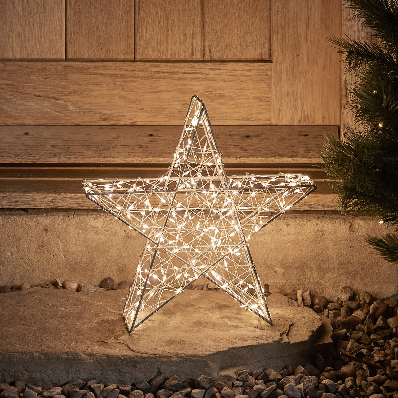 35cm Bicolor LED Stern Weihnachtsdeko außen – | Kerzenhalter
