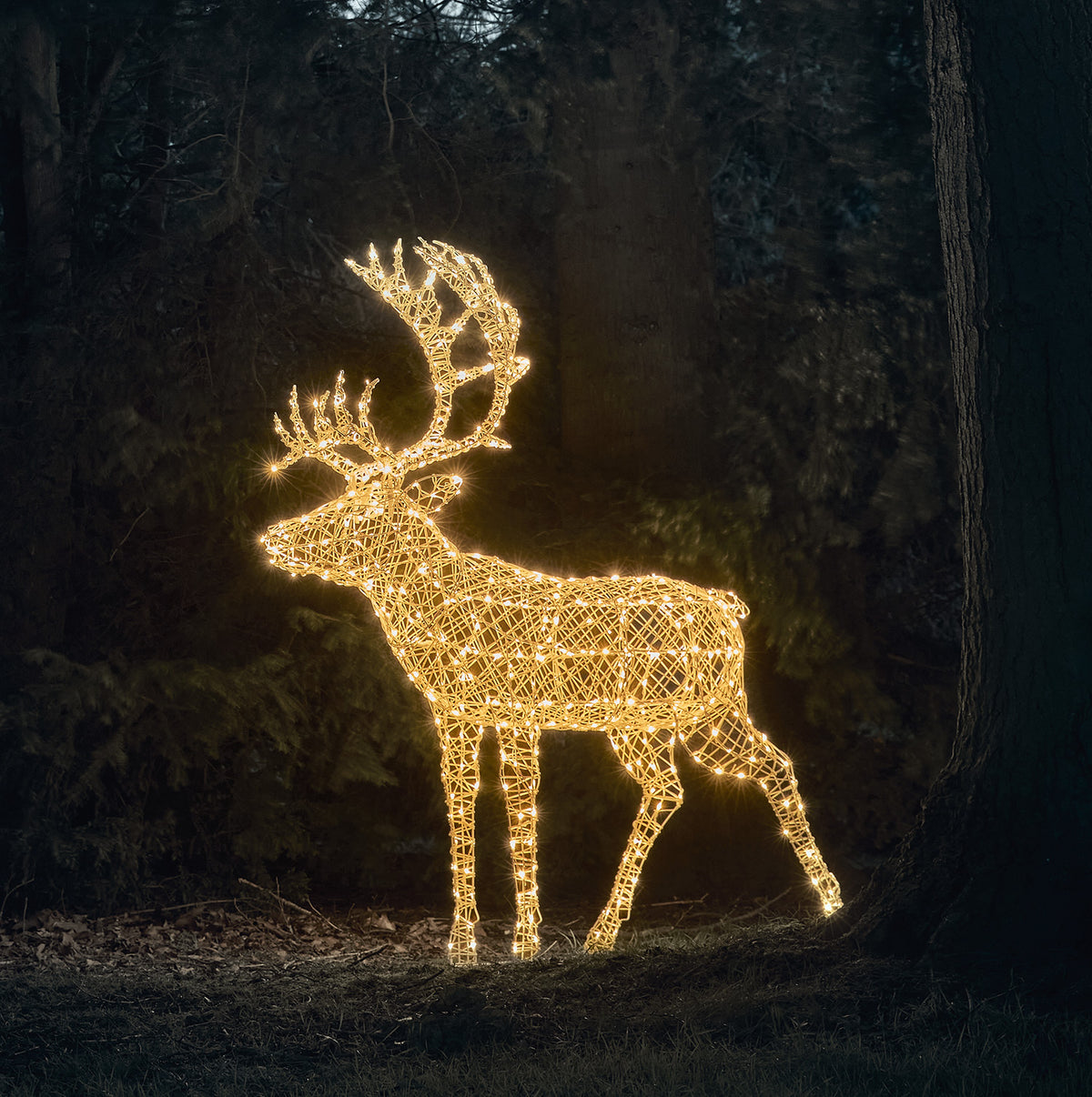 Weißes Solar-LED-Rentier Arkendale 180 cm mit zweifarbigen LEDs und Fernbedienung