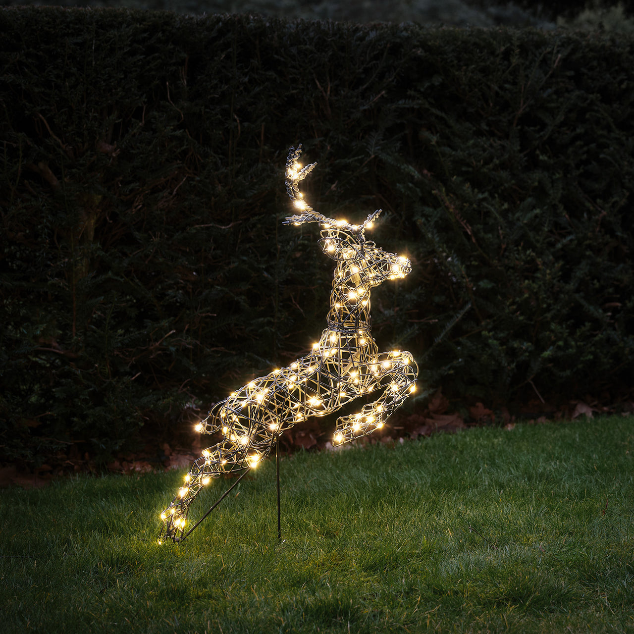 80cm Harlow LED Rentier aus Rattan