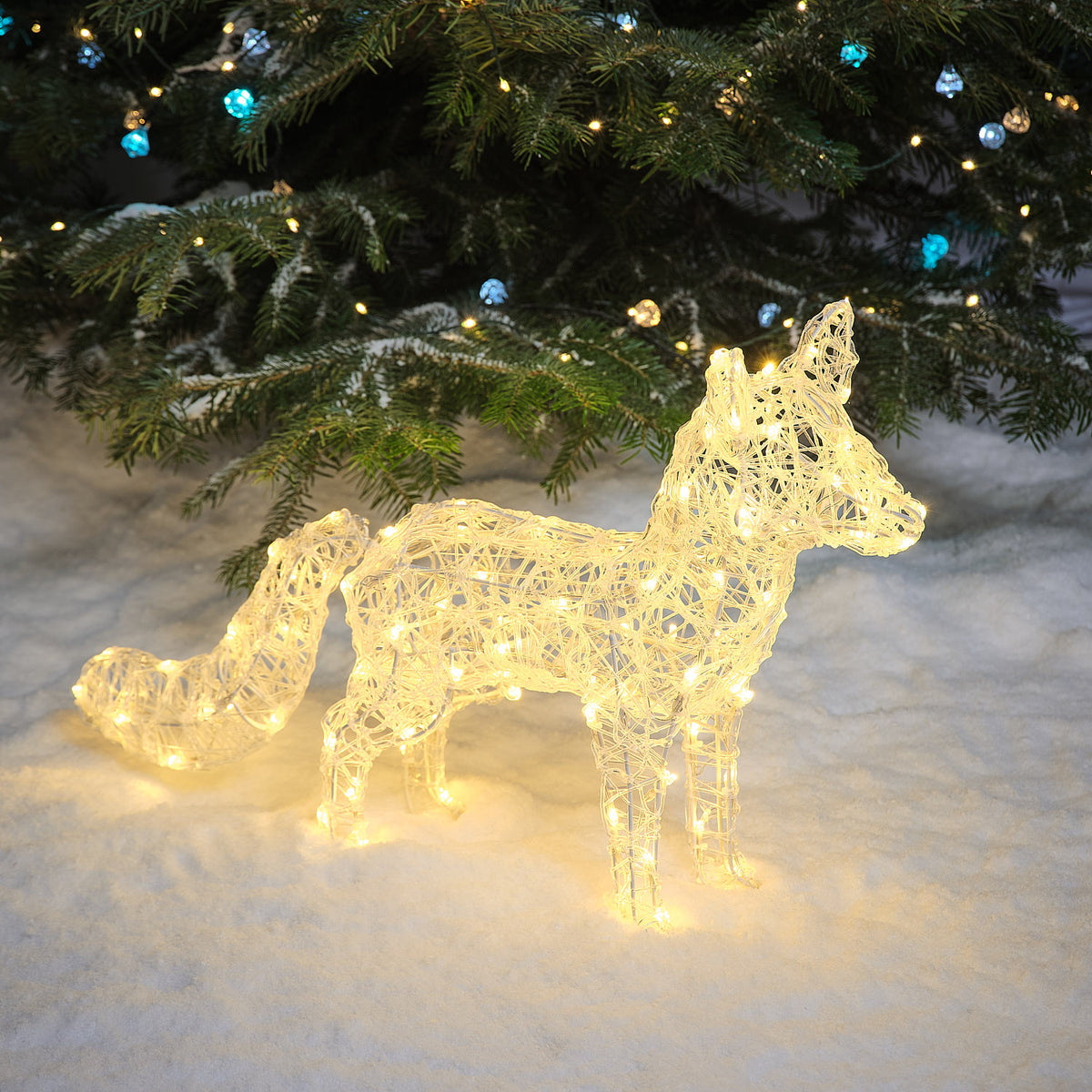 Bicolor Solar-LED-Polarfuchs Baffin aus Acryl mit 100 LEDs