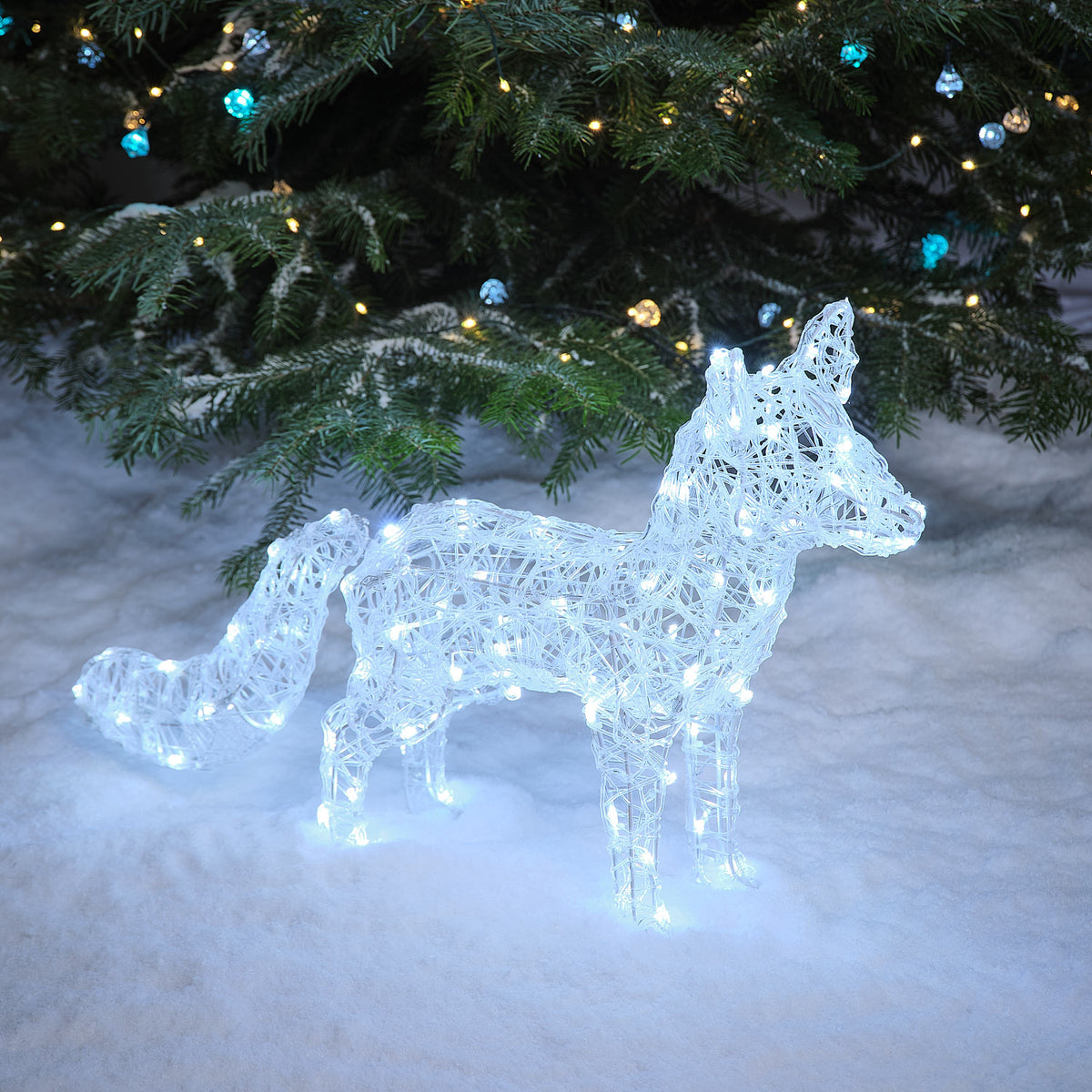 Bicolor Solar-LED-Polarfuchs Baffin aus Acryl mit 100 LEDs