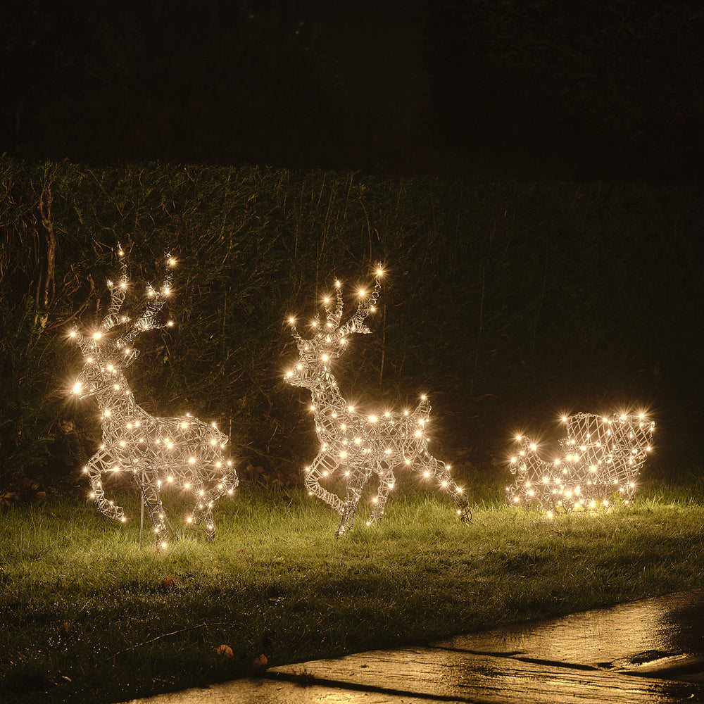 64 cm Harlow Bicolor LED-Rentiergespann mit Schlitten