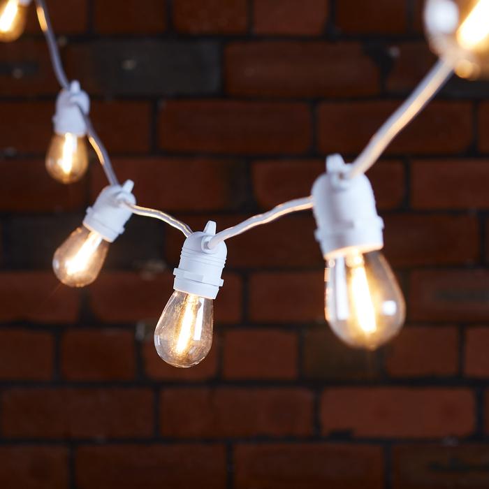 Ultimate Connect 140er LED Lichterkette Glühbirnen warmweiß koppelbar weißes Kabel