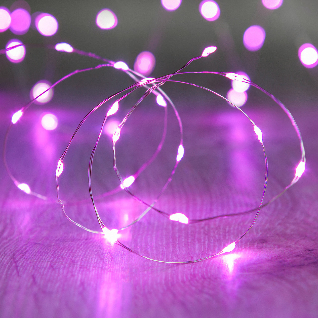 20er LED Micro Lichterkette pink batteriebetrieben