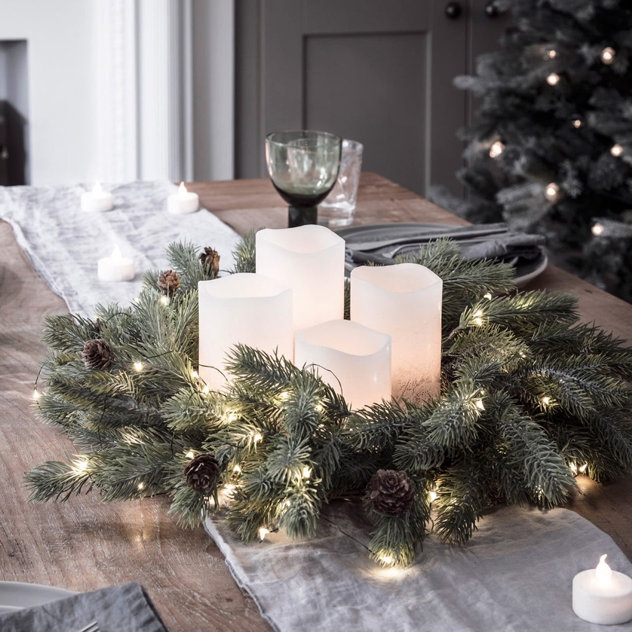 50er LED Micro Lichterkette warmweiß grüner Draht
