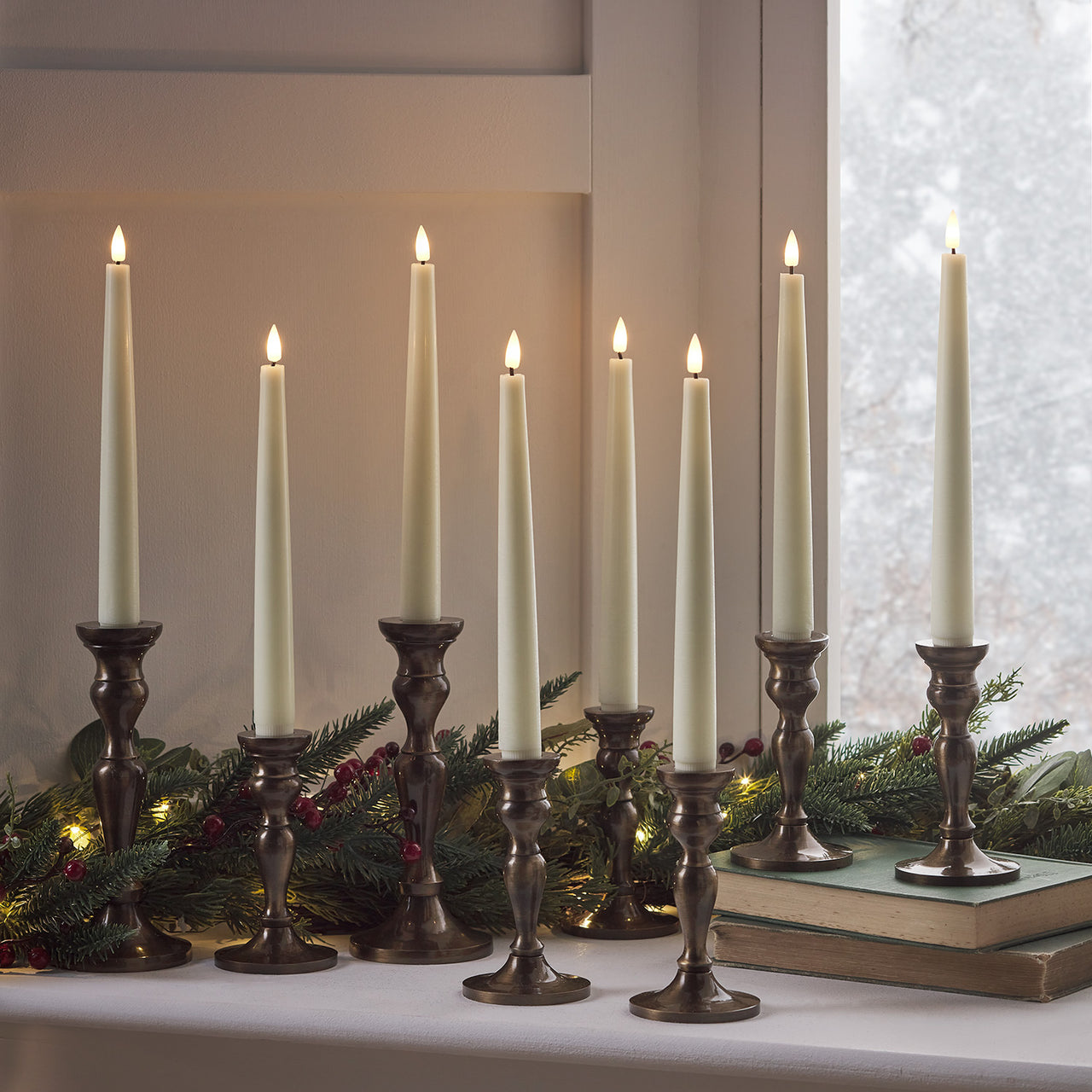 4er Set TruGlow® LED Stabkerzen Echtwachs mit Fernbedienung