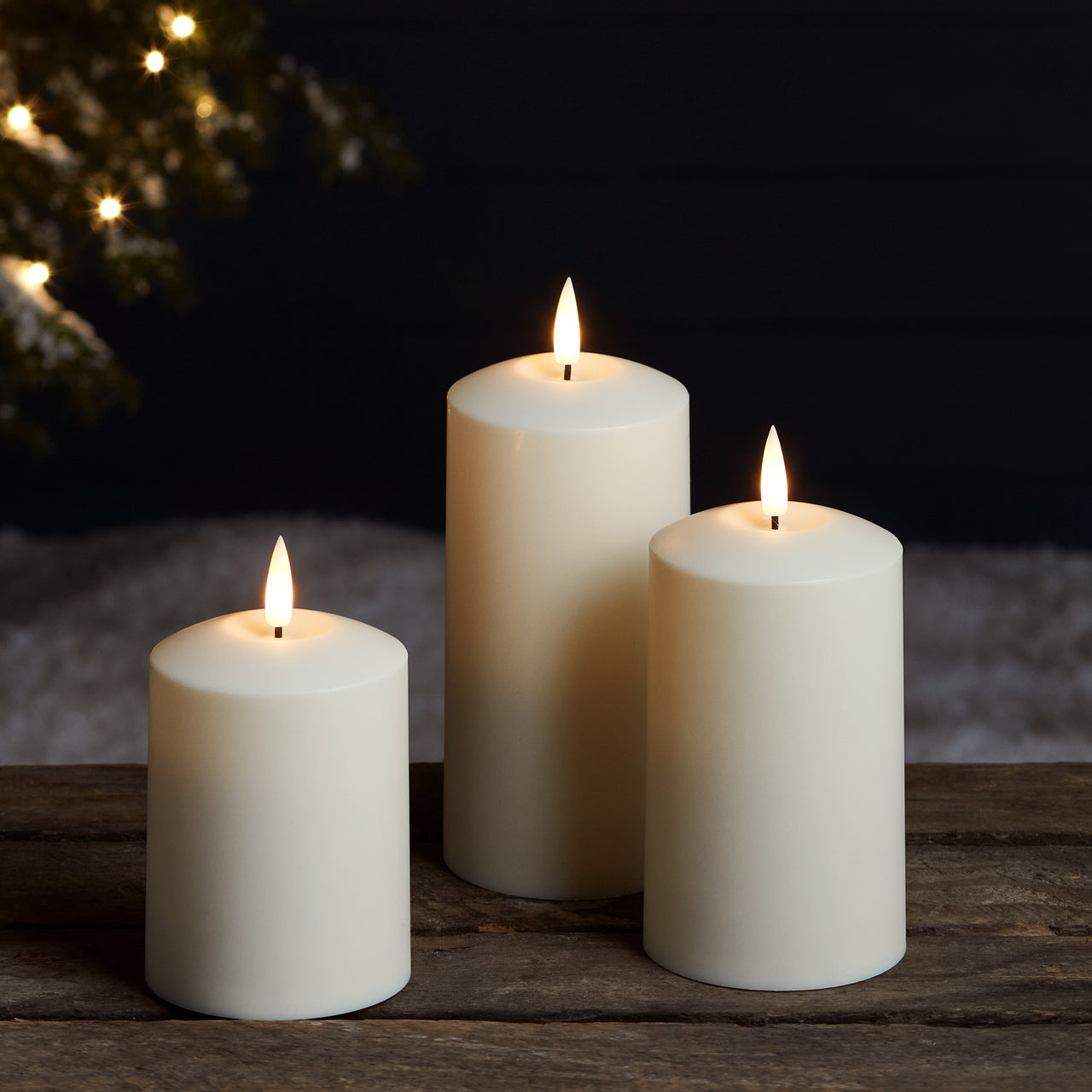 TruGlow® LED Outdoor Kerzen Trio mit Fernbedienung –