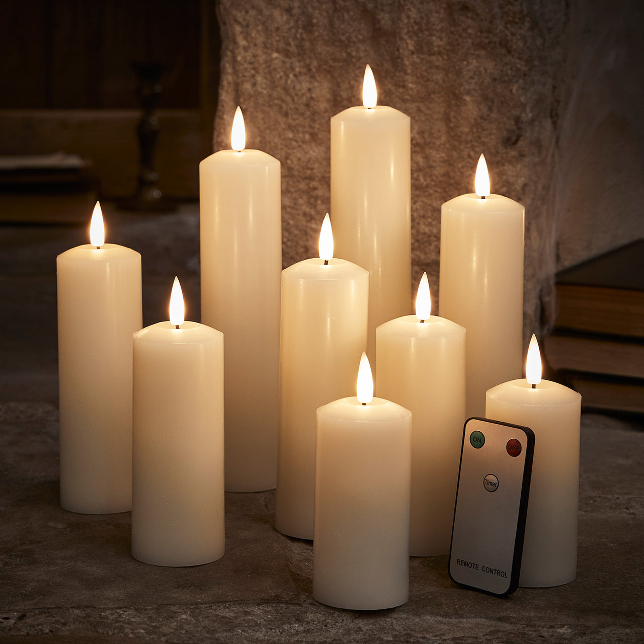 9er Set TruGlow® LED Kerzen Echtwachs mit Fernbedienung