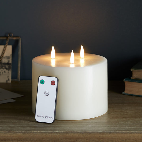TruGlow® dreidochtige LED Kerze elfenbeinfarben mit Fernbedienung – | Tischlampen