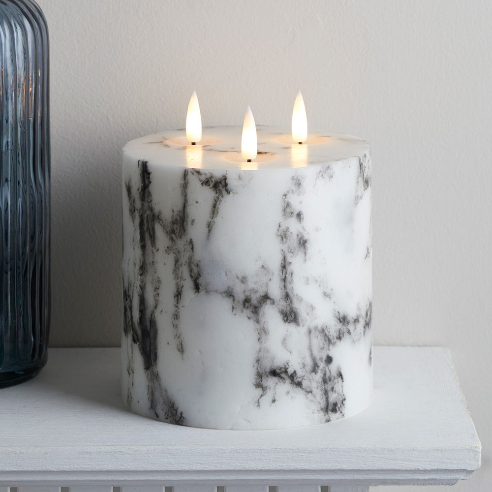 TruGlow® dreidochtige LED Kerze Marmor mit Fernbedienung
