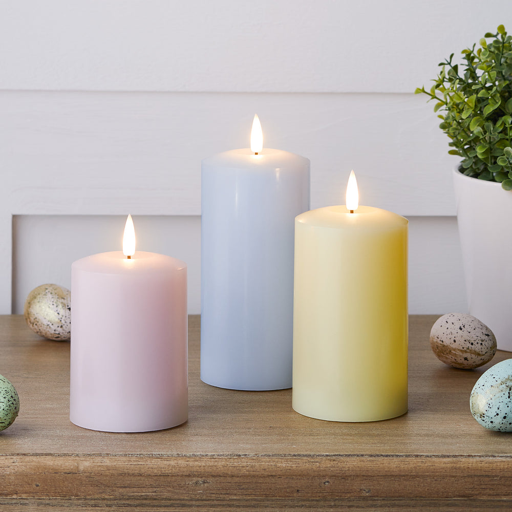 TruGlow® LED Kerzen Trio pastell mit Fernbedienung