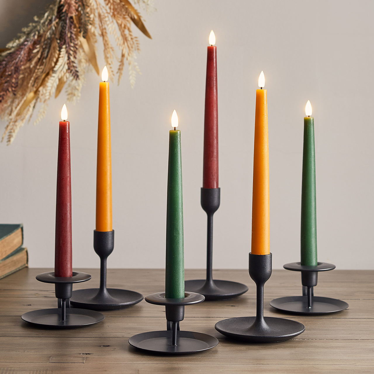 6er Set TruGlow® LED Stabkerzen Echtwachs Herbst mit Fernbedienung