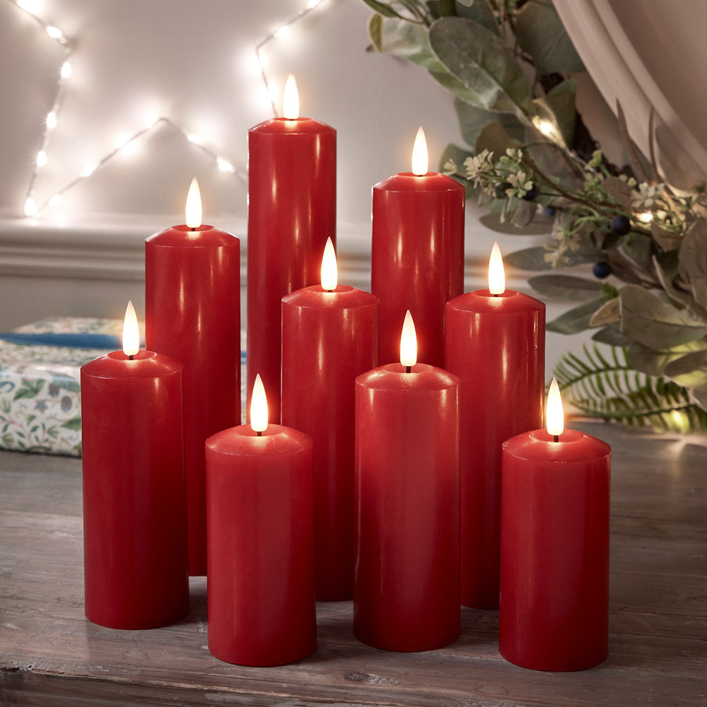 9er Set TruGlow® LED Kerzen rot mit Fernbedienung
