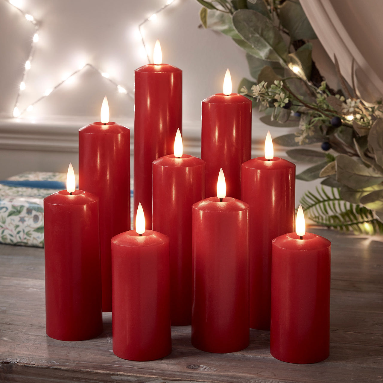 Set TruGlow® LED – mit 9er Fernbedienung Kerzen rot