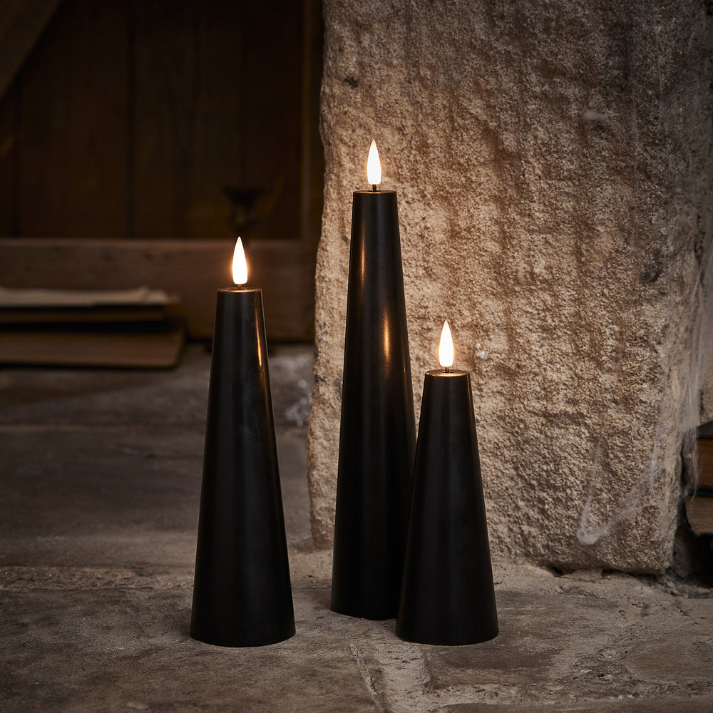 TruGlow® LED Kerzen Trio Kegelform schwarz