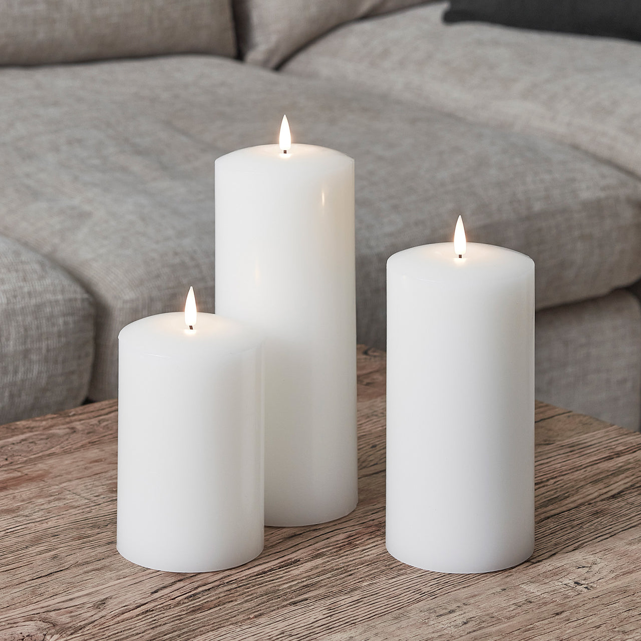 TruGlow® LED Kerzen Trio weiß breit