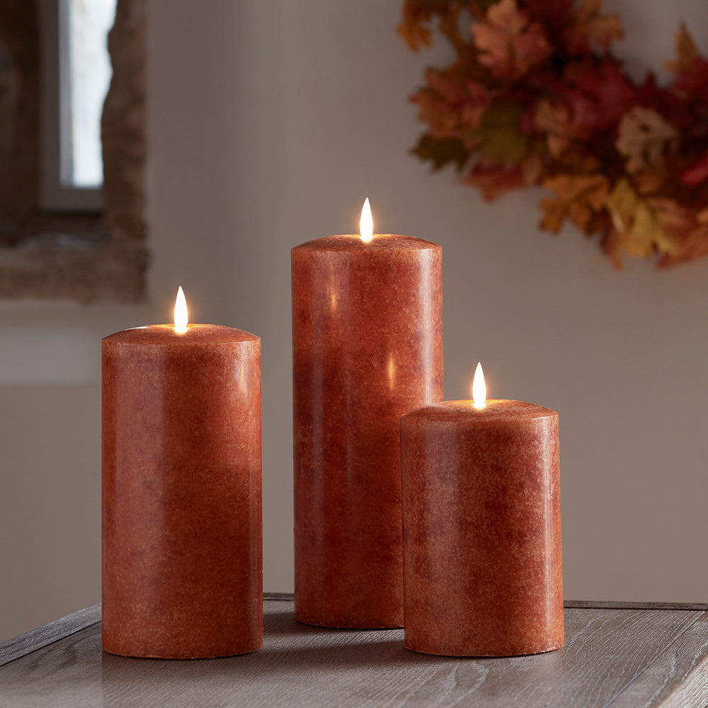 TruGlow® LED Kerzen Trio orange breit mit Fernbedienung