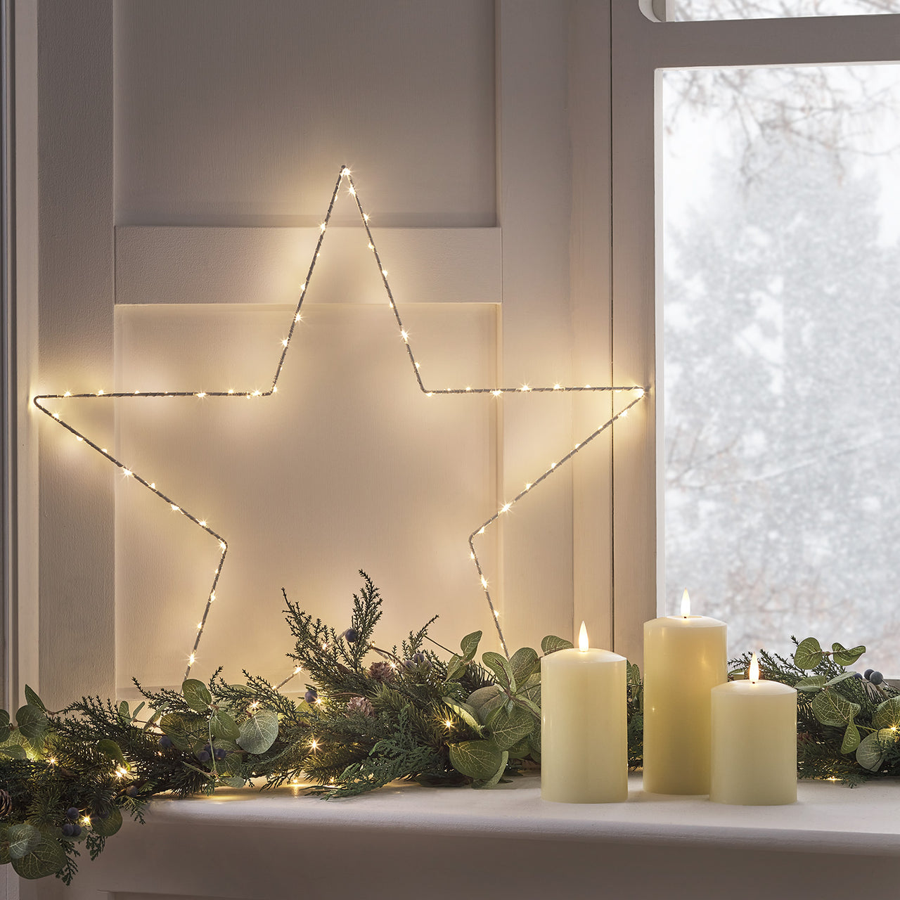 Beleuchtungsset klassische Fensterdeko Weihnachten
