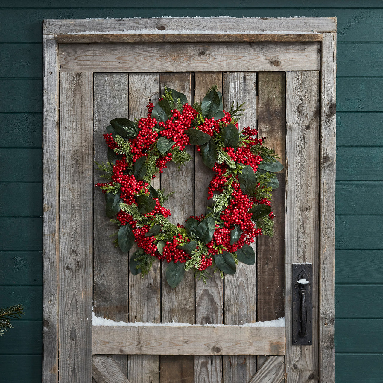 66cm roten Beeren Weihnachtskranz mit Beleuchtung