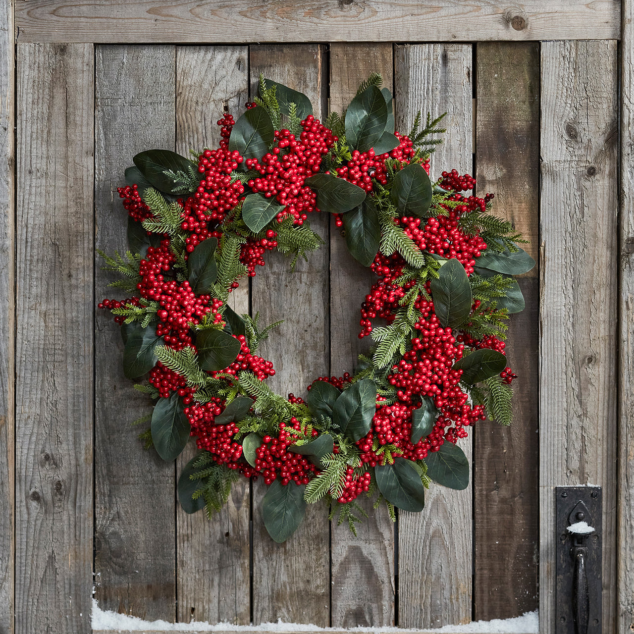 66cm roten Beeren Weihnachtskranz mit Beleuchtung