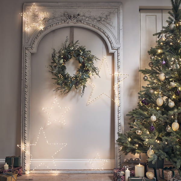 45cm Weihnachtskranz und 2m Weihnachtsgirlande mit Kiefer, Eukalyptus und goldenen Beeren