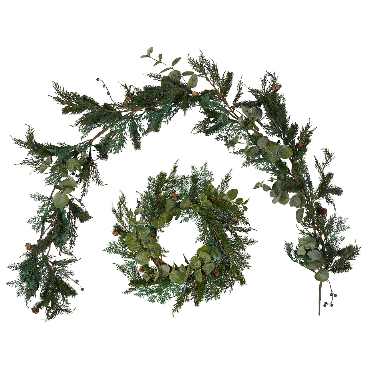 Beeren Tannenzapfen Weihnachtsgirlande und Kranz