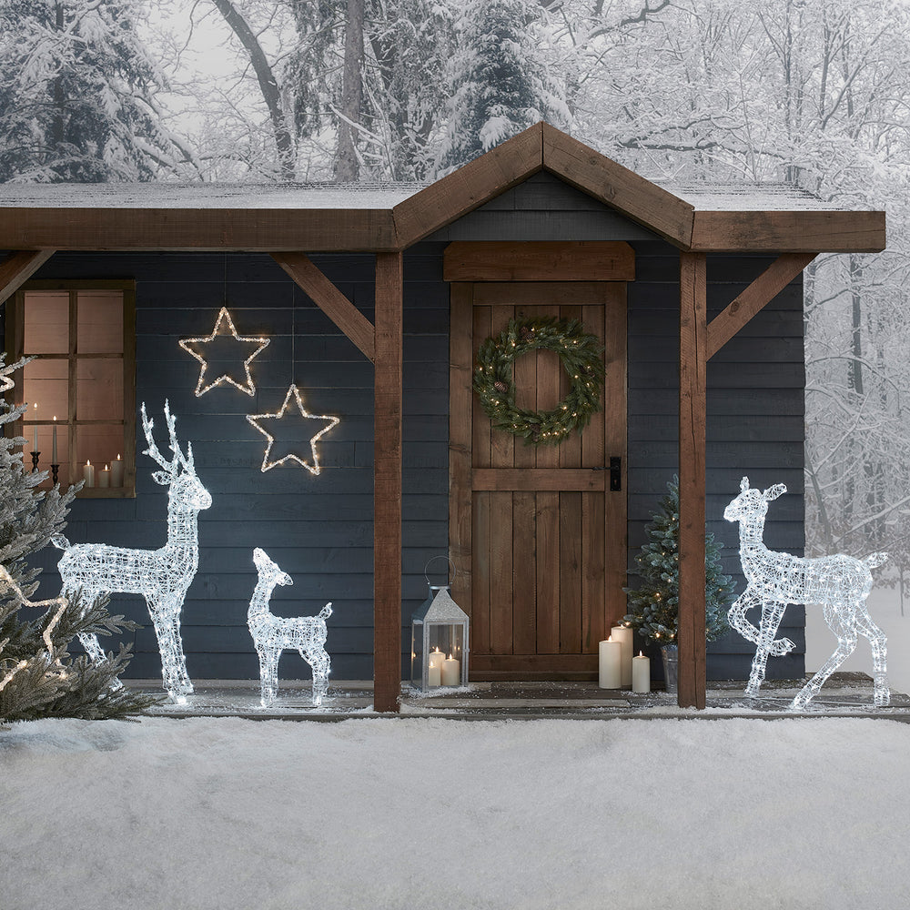 Swinsty Acryl LED Rentier-Familie Weihnachtsfiguren außen
