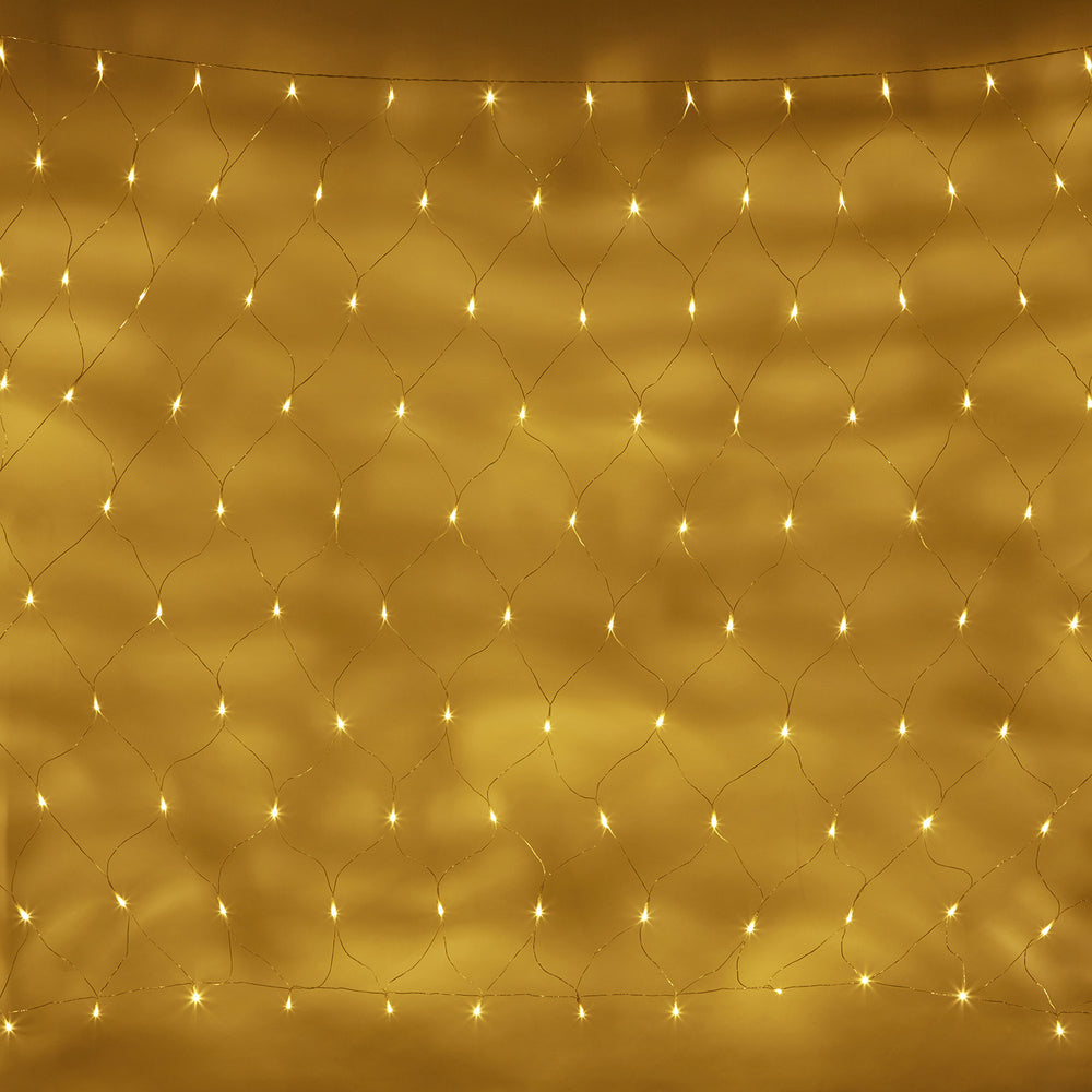 140er LED Lichternetz warmweiß transparentes Kabel 2m x 1,5m