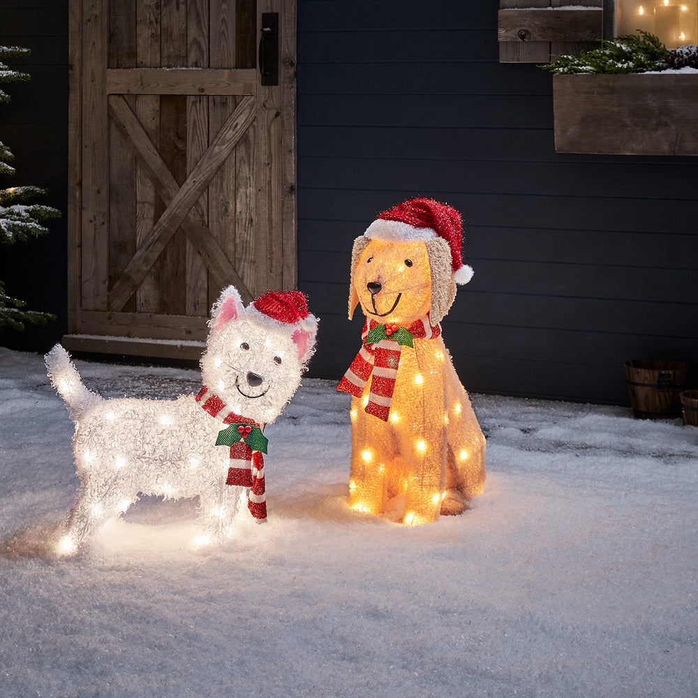 2er Set Weihnachtsfiguren außen Labrador und Westie