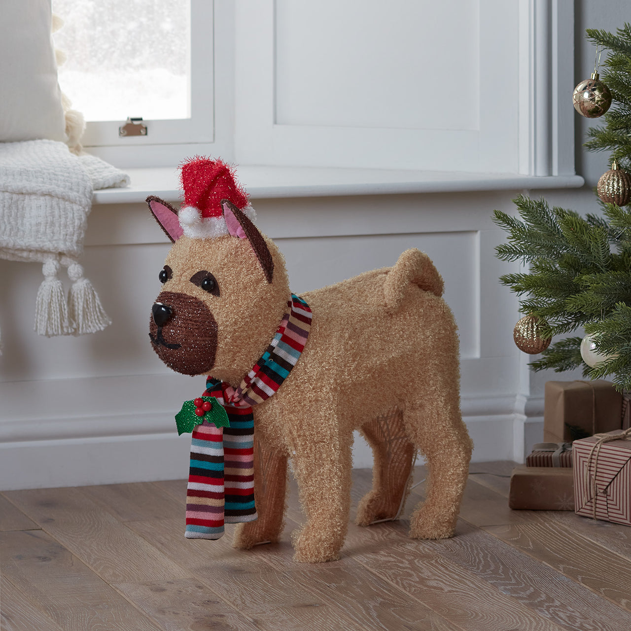 LED Weihnachtsfigur außen Bulldogge