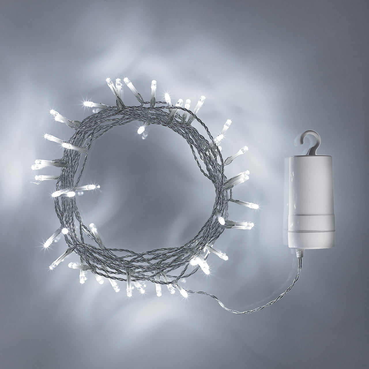 100er LED Batterie Lichterkette Außen weiß transparentes Kabel