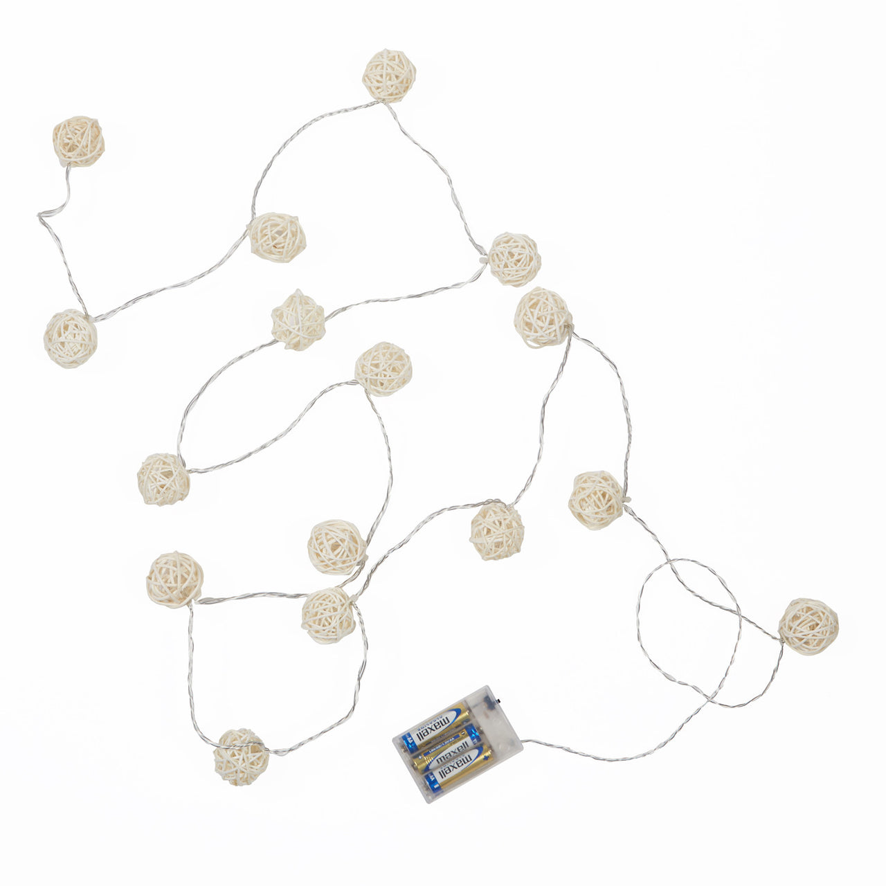 16er LED Rattan Lichterkette warmweiß Batteriebetrieb