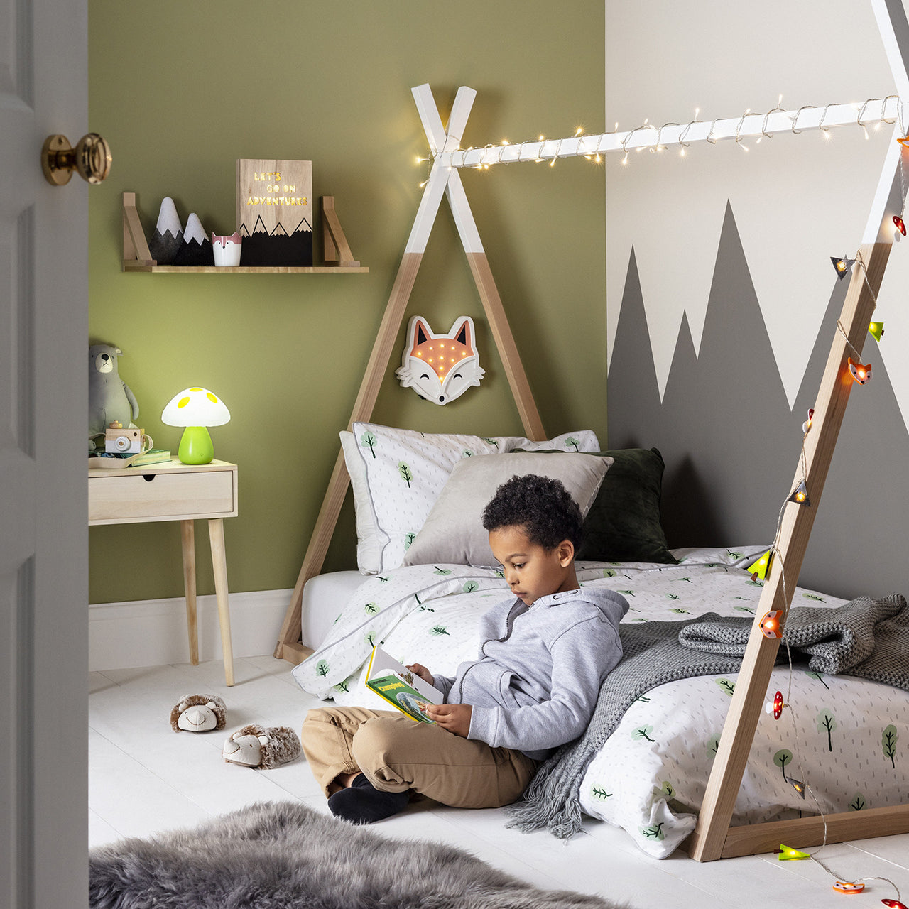 16er Woodland Filz Kinder Lichterkette