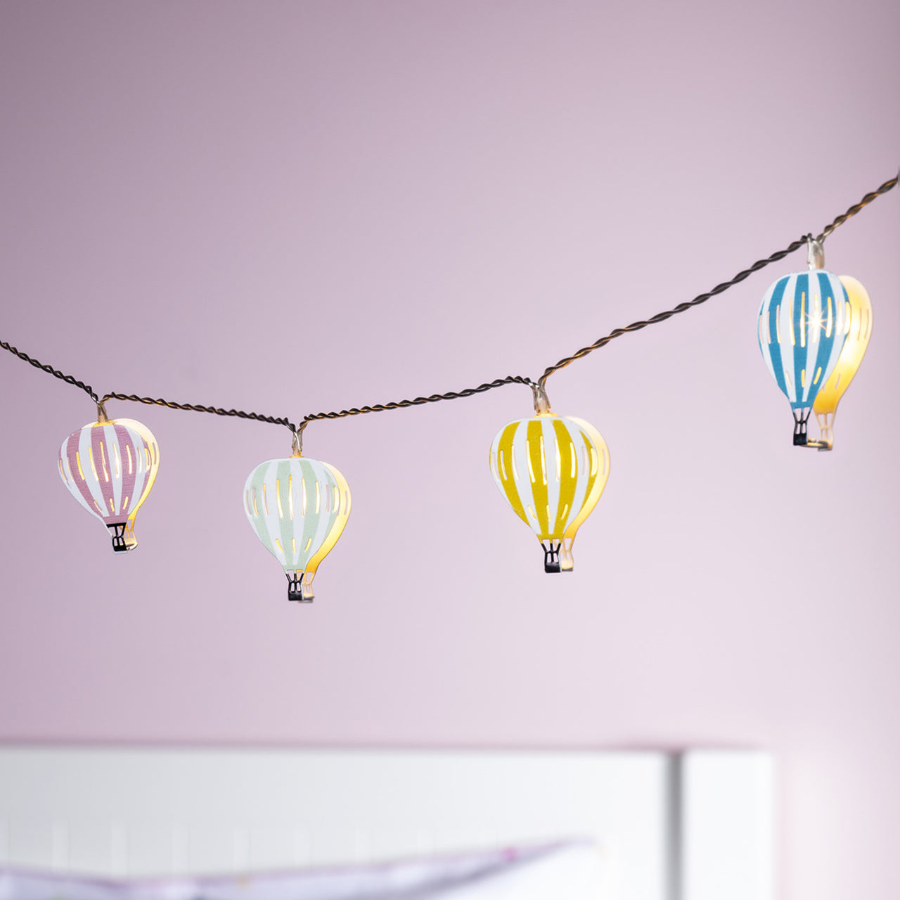 12er Heißluftballons Lichterkette Kinderzimmer