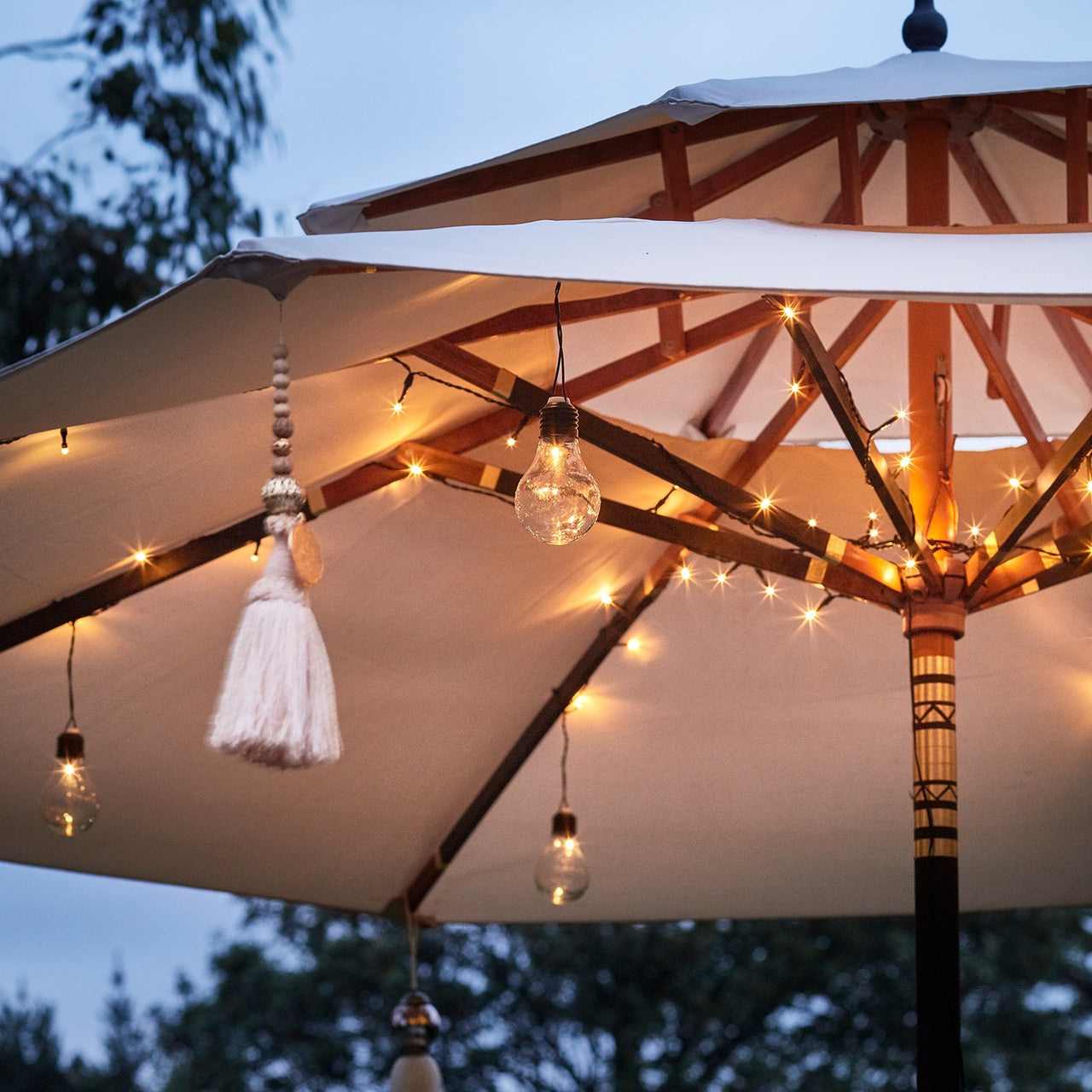 lichterkette solar camping 80er LED Sonnenschirm Lichterkette