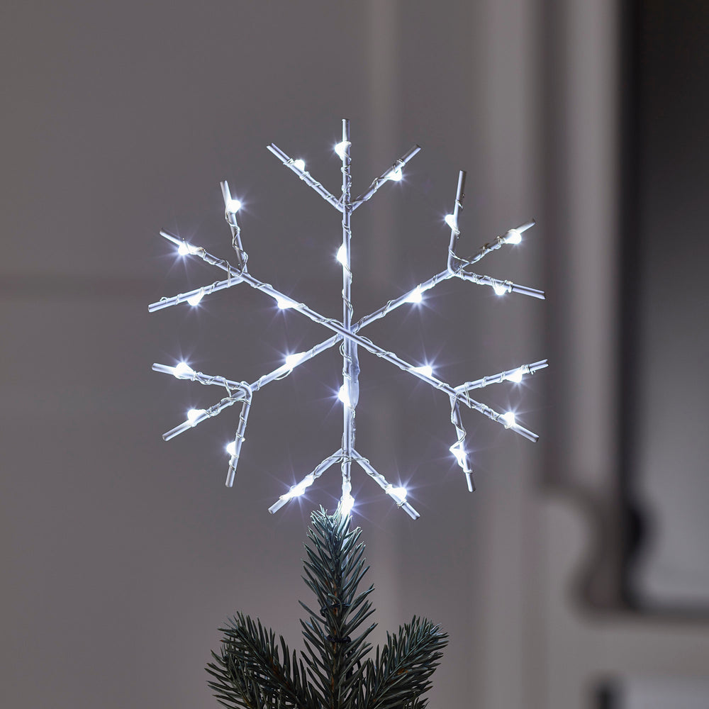 LED Schneeflocken Baumspitze Weihnachtsbaumdeko weiß