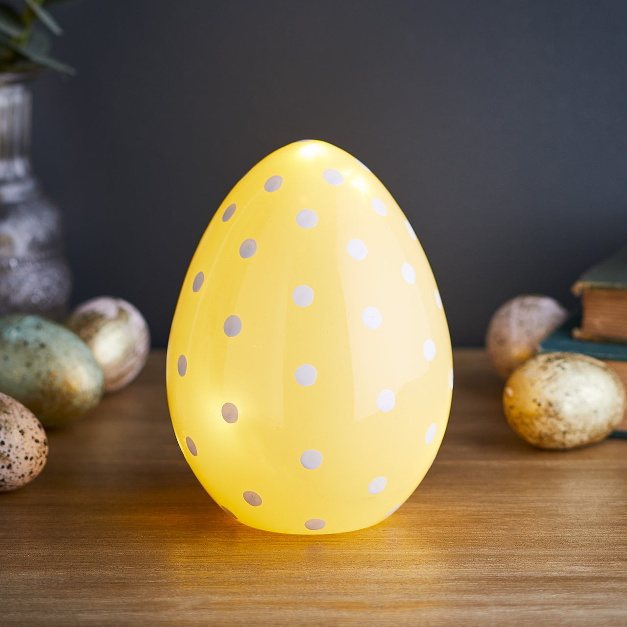 LED Osterei aus Glas gelb